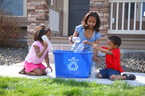 Professional rubbish removal team at work